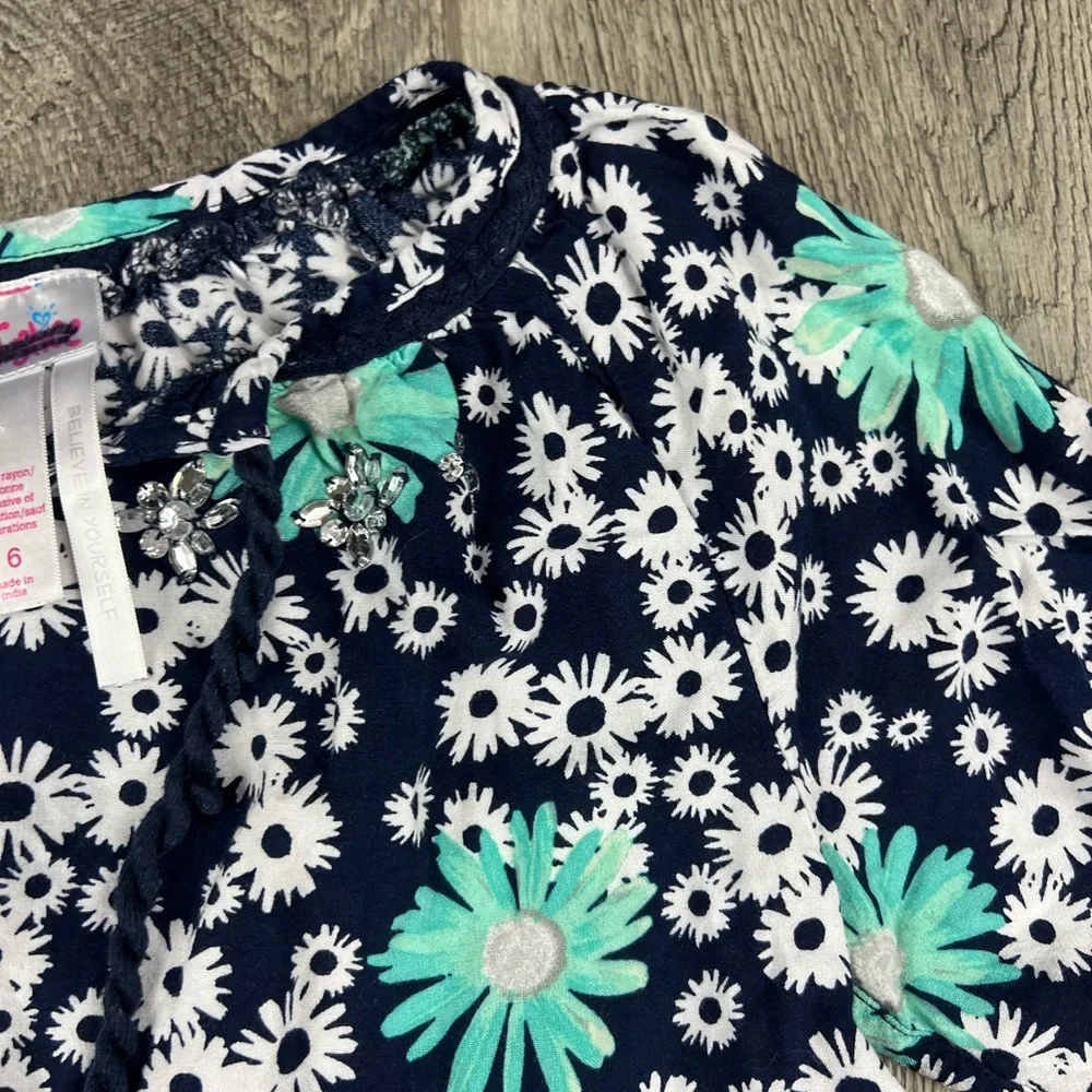 Justice Navy Floral Blouse‎